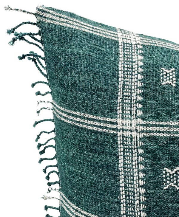 TEAL VINTAGE INDIAN WOOL PILLOW COVER - Krinto.com