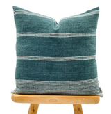 TEAL WITH WHITE VINTAGE INDIAN WOOL PILLOW COVER - Krinto.com
