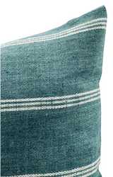 TEAL WITH WHITE VINTAGE INDIAN WOOL PILLOW COVER - Krinto.com